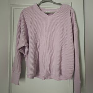 Aerie Offline Lavender Waffle Knit V-Neck Sweater